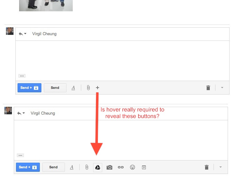 Gmail Hiding Buttons